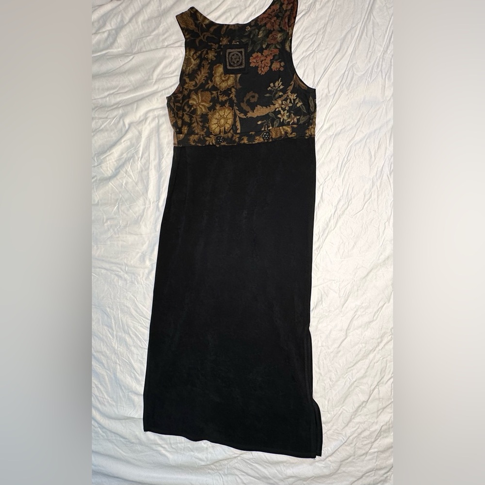 VTG 90s Piccalino Petites Patchwork Midi Dress 6P Made in USA Tapestry Appliqué - Picture 13 of 13